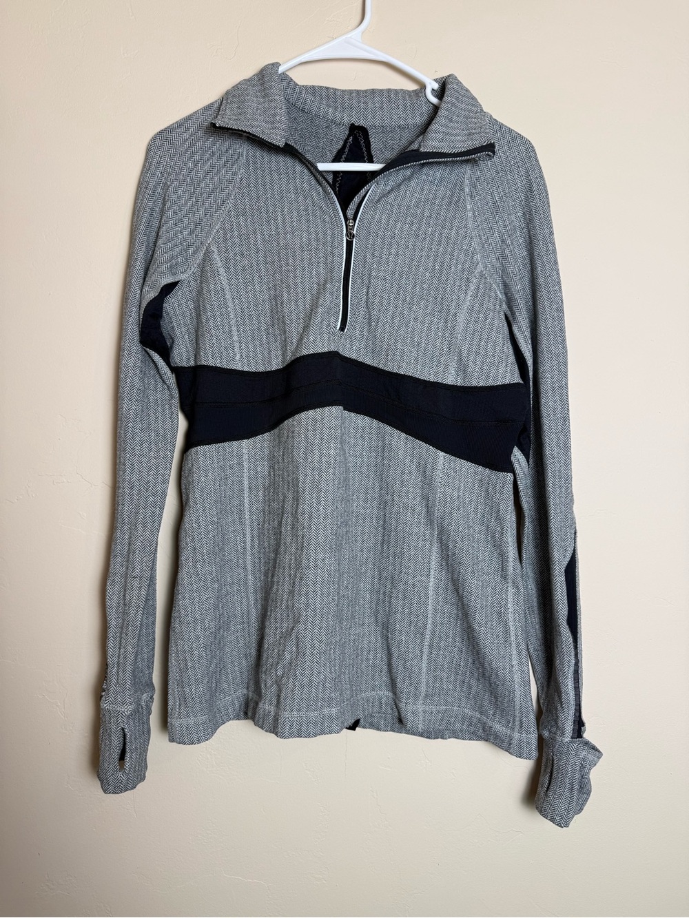 Lululemon Full Tilt 1/2 Zip Long Sleeve Pullover Herringbone Gray size 8 - Picture 1 of 6